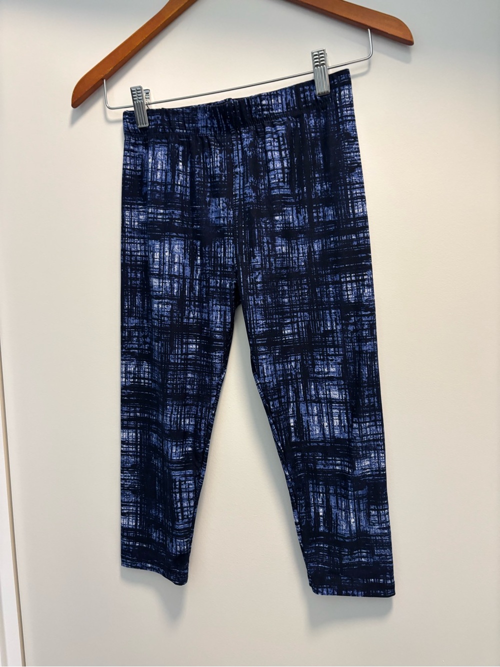 Blue Abstract Print CapriLeggings by Just Cozy